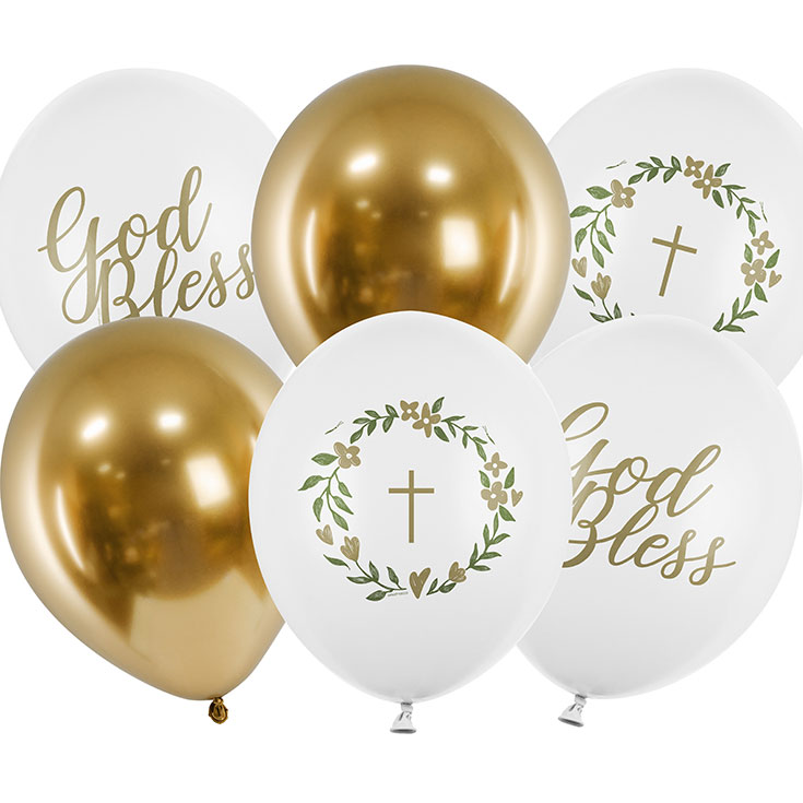 6 Assorted God Bless Balloons