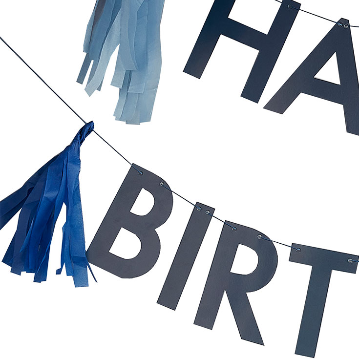 Blue Birthday Banner with Tassels