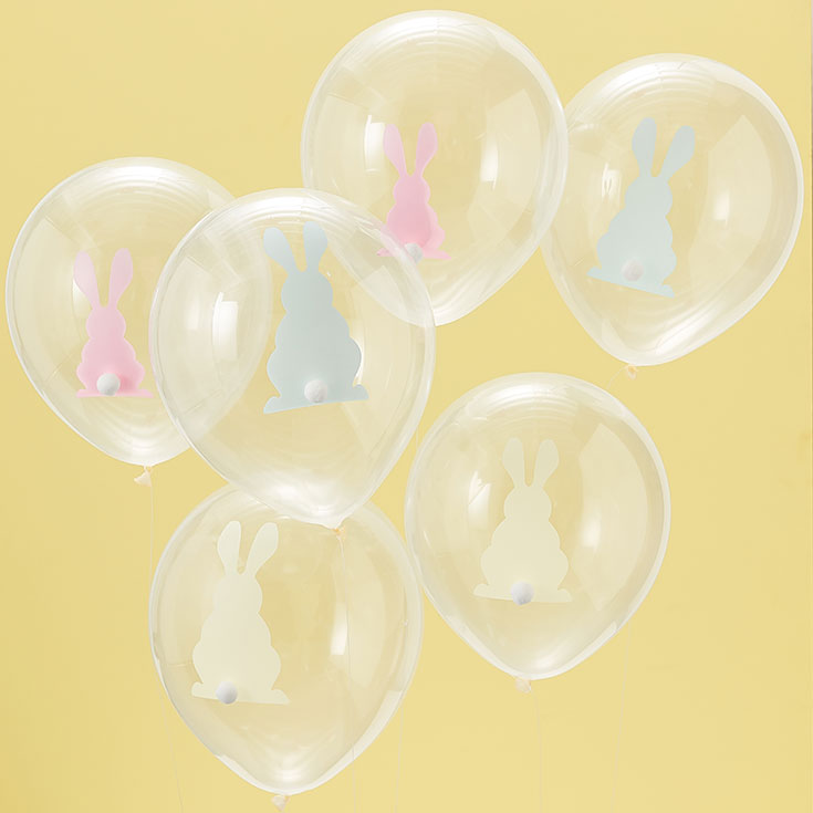 9 Bunny Balloons with Pom Pom Tails