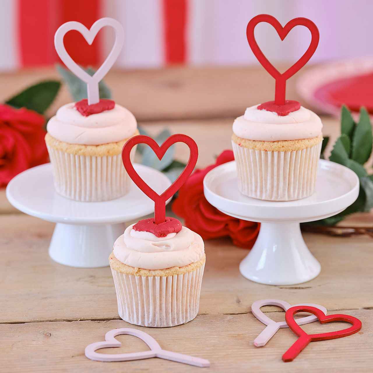 Cupcake Toppers - Wooden Hearts
