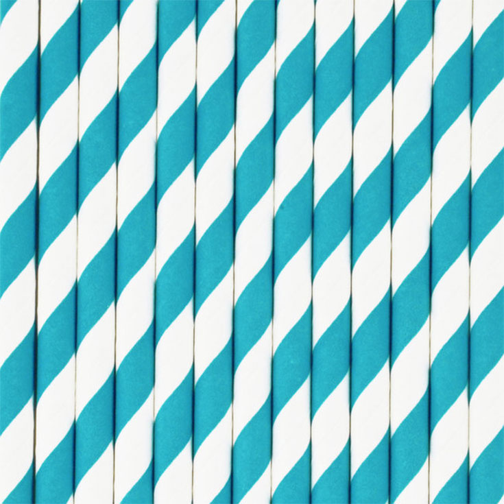 25 Blue Striped Straws