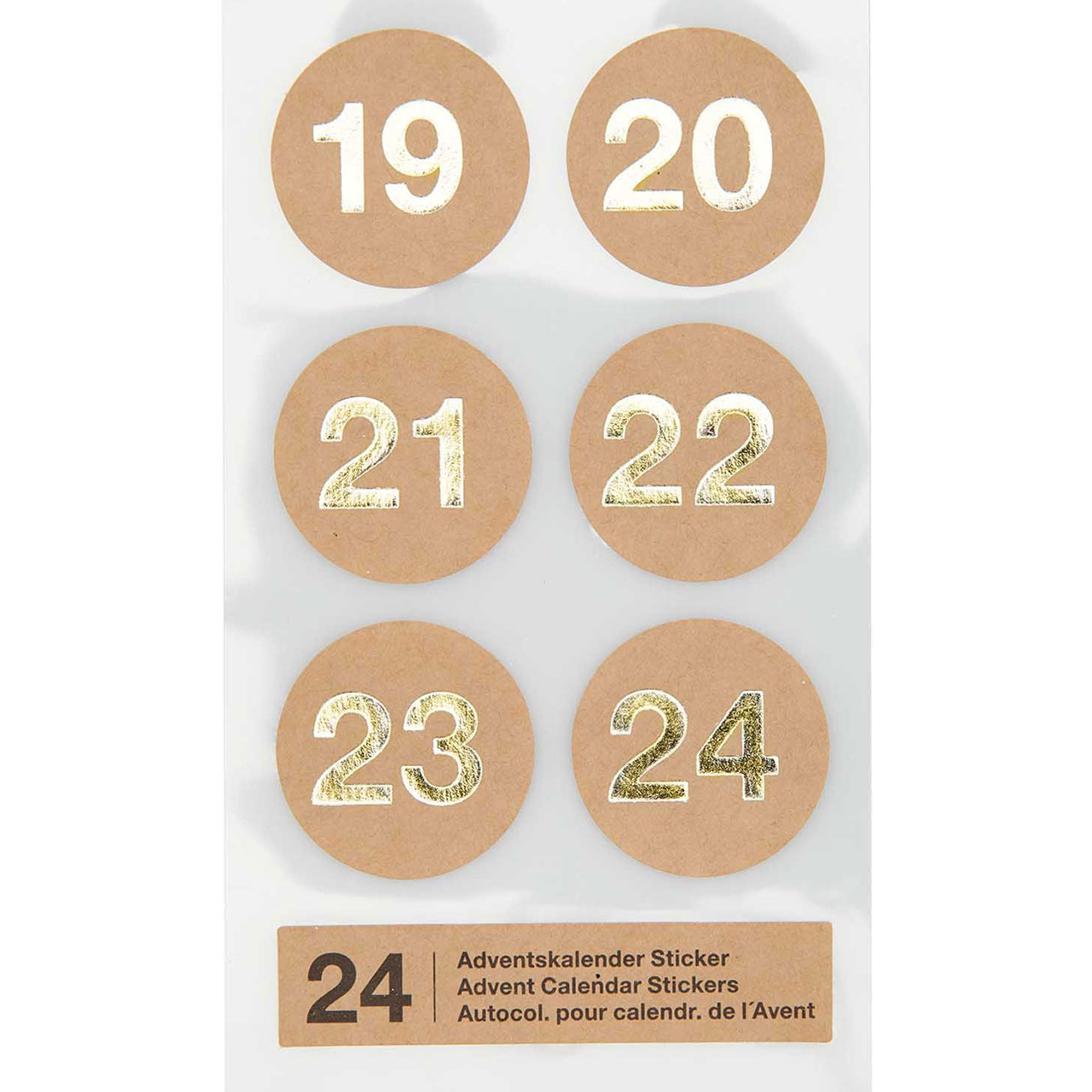 Advent Calendar Number Stickers - Kraft & Gold