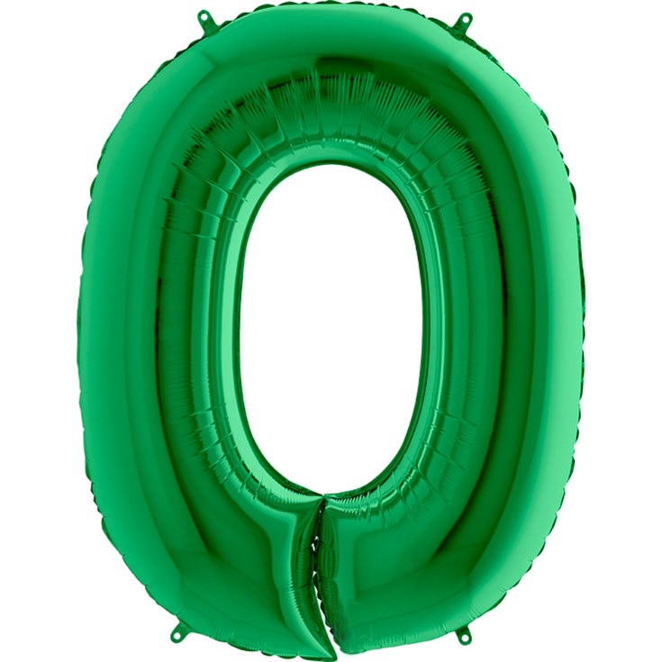 Foil Balloon Number 0 - Green - 100 cm