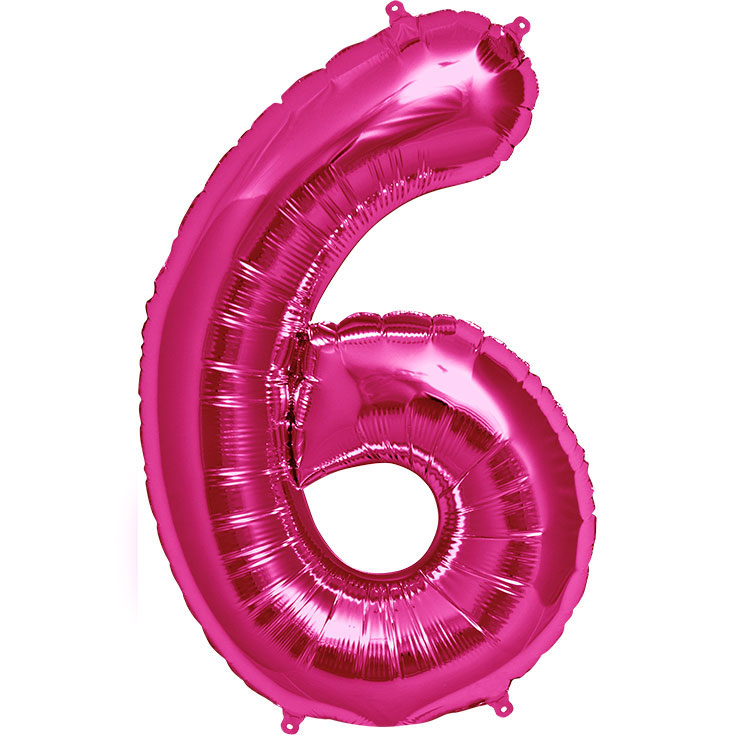 Zahlen-Folienballon 6 - Pink - 100 cm