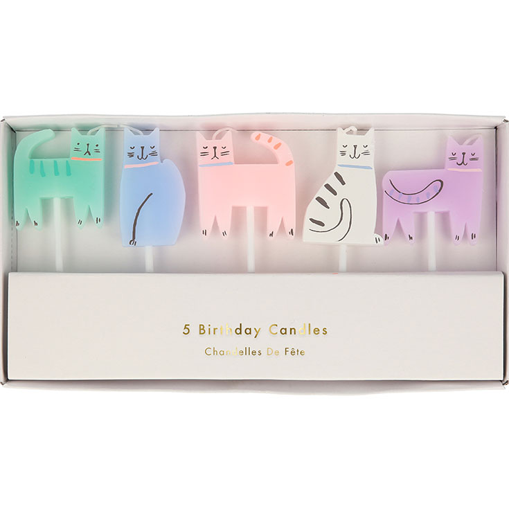 5 Cat Party Pick Candles