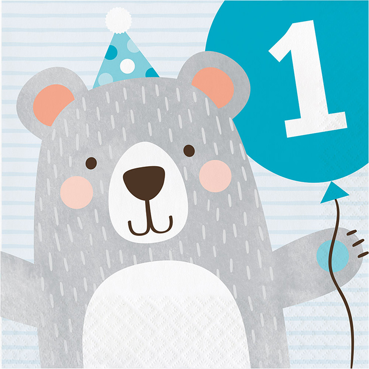 16 Servietten 1st Birthday Bear