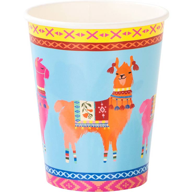 8 Boho Bright Llama Cups
