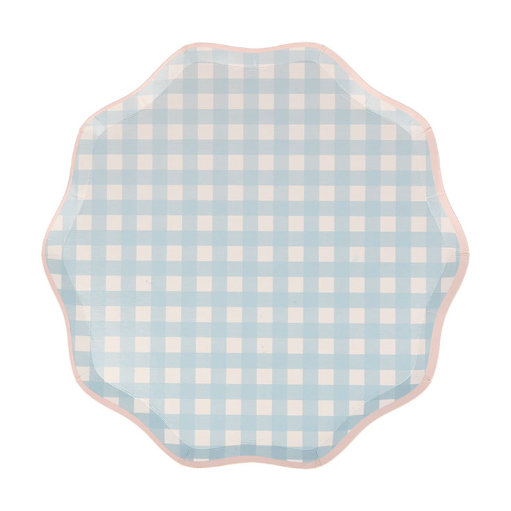 12 Small Assorted Gingham Plates