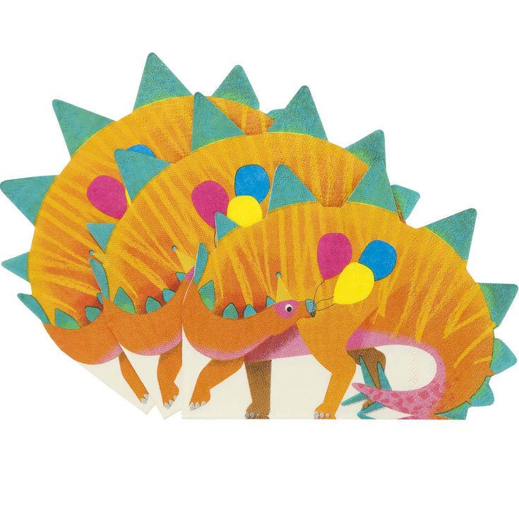 16 Shaped Party Dino Napkins Stegosaurus
