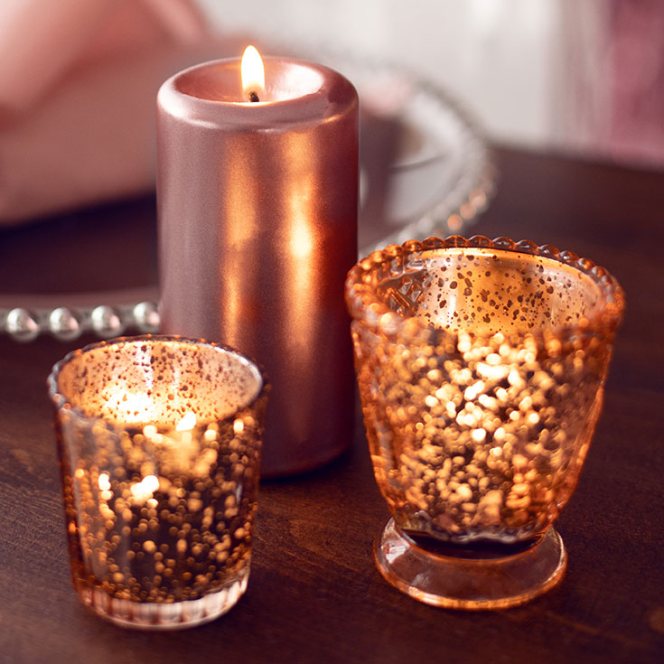 Kerzenhalter aus Glas Roségold