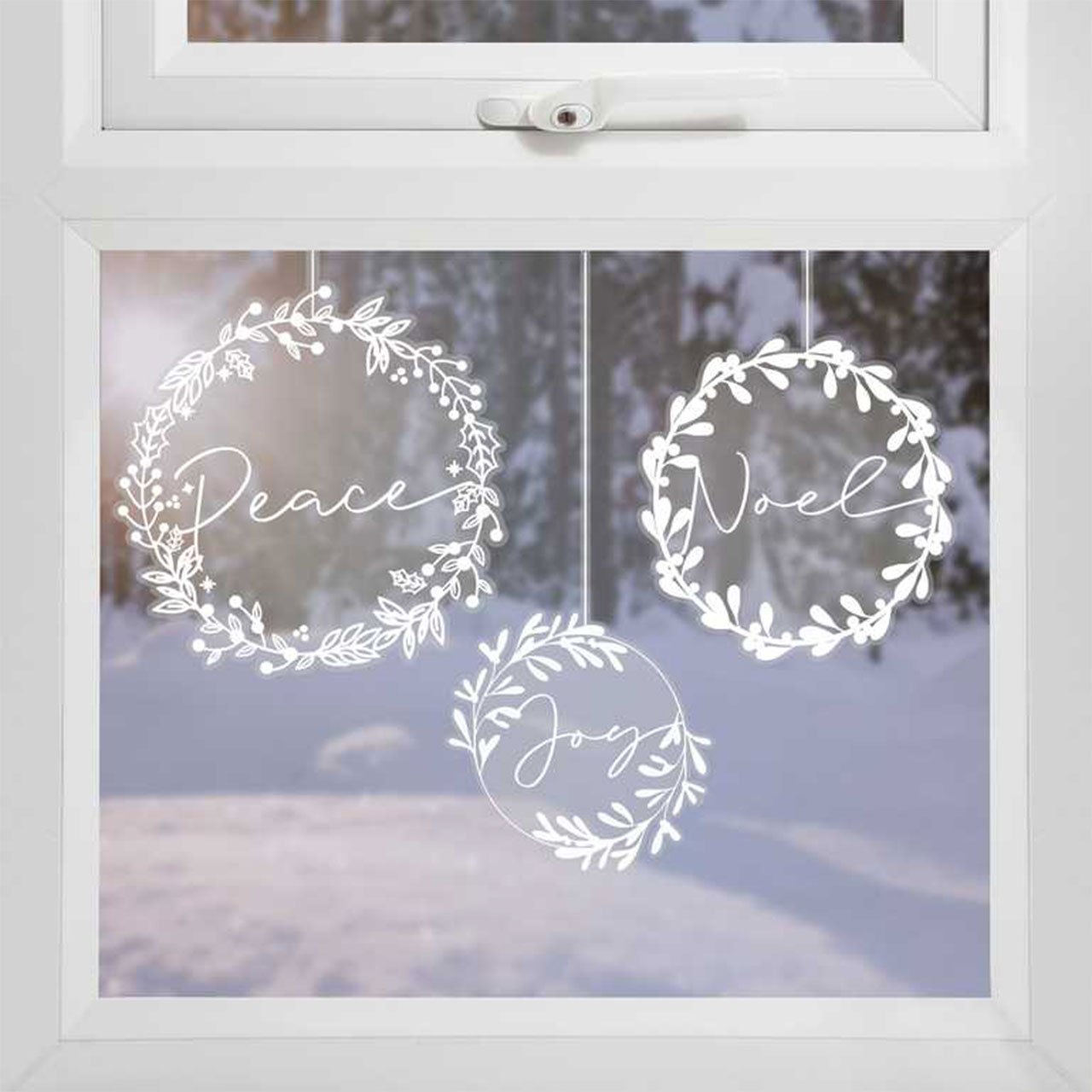 Fenstersticker Weiße Weihnachtskränze