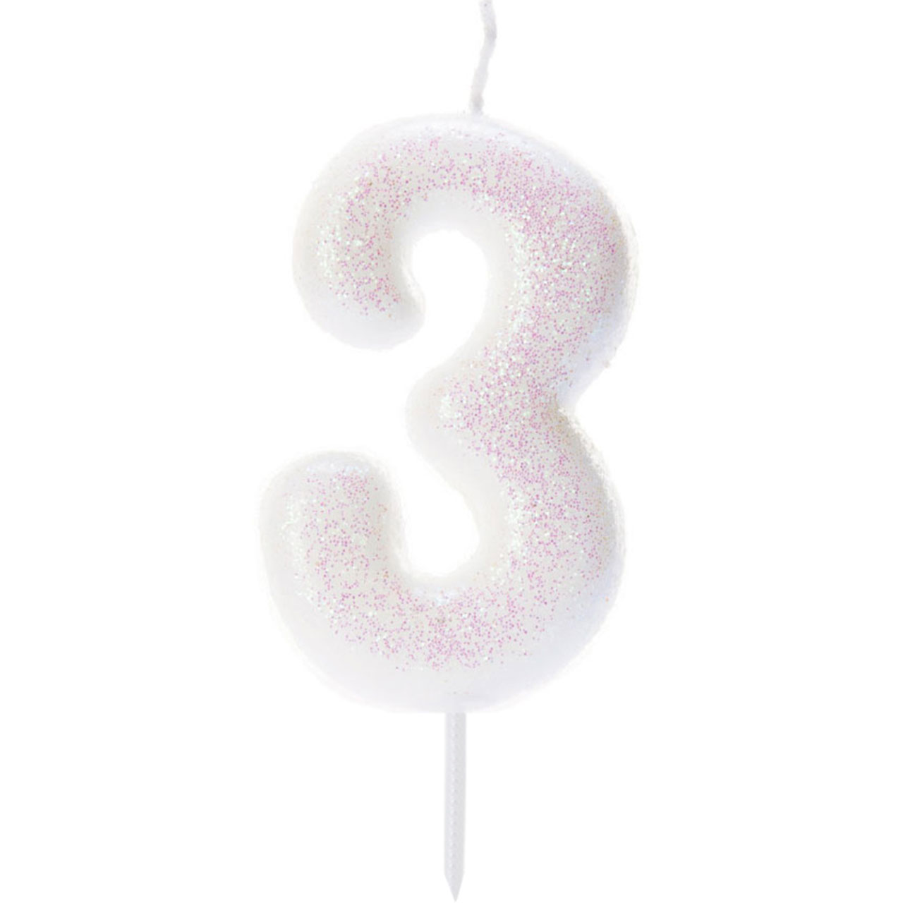 Number Candle 3 - Iridescent Glitter