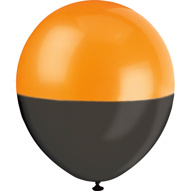 6 Orange & Black Dipped Balloons