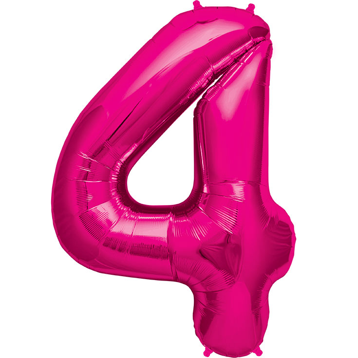 Zahlen-Folienballon 4 - Pink - 86 cm