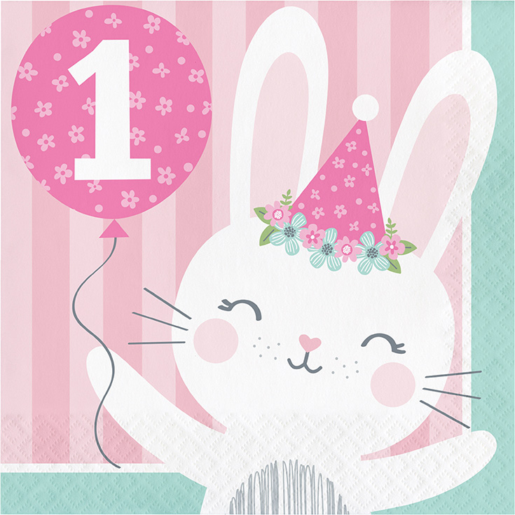 16 1st Birthday Bunny Napkins