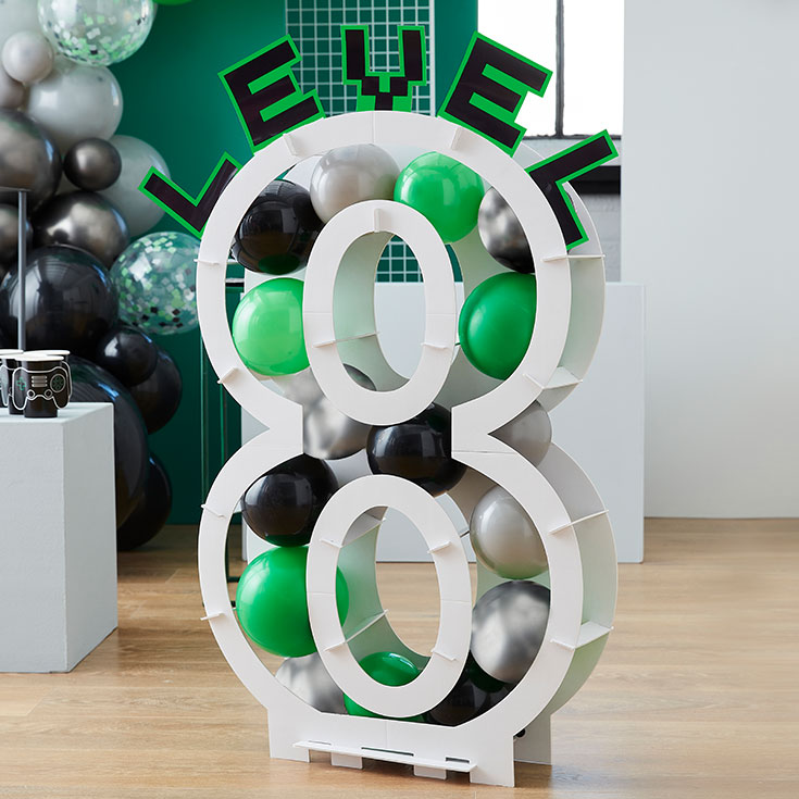 40 Mini Ballons Schwarz, Grün & Grau mit Buchstaben