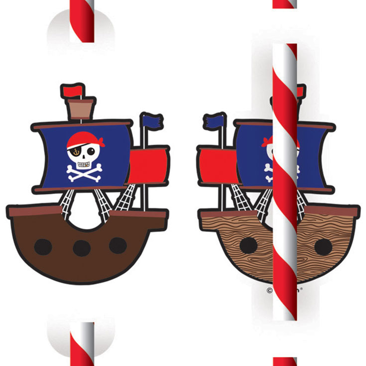 8 Pirates Map Drinking Straws