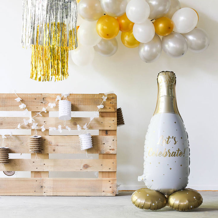 Foil Balloon - Champagne Bottle with Base 