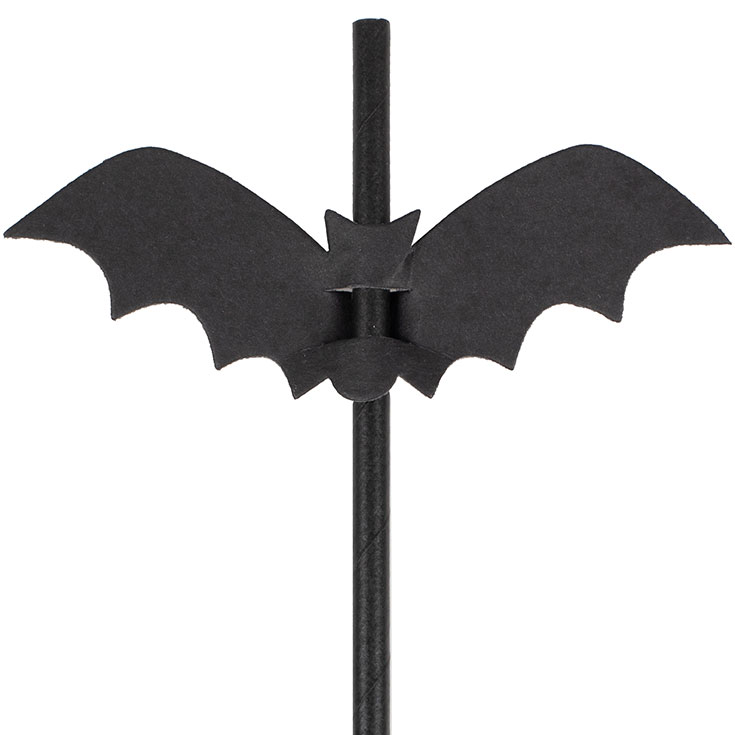 16 Halloween Bat Straws