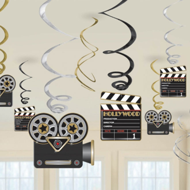 12 Movie Party Decoration Swirls 