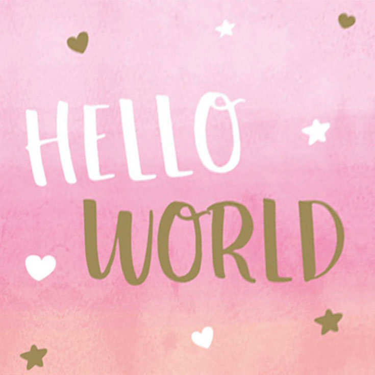 16 Pink "Hello World" Napkins