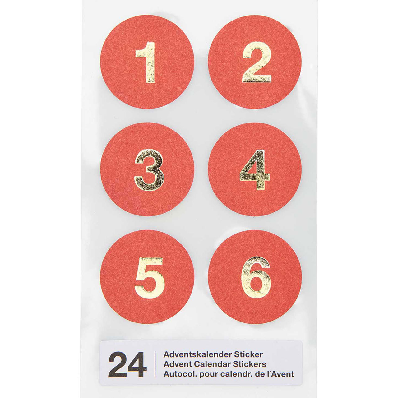 Advent Calendar Number Stickers - Red & Gold