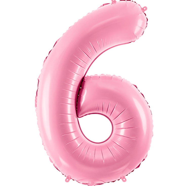 Foil Balloon Number 6 - Pastel Pink - 86 cm