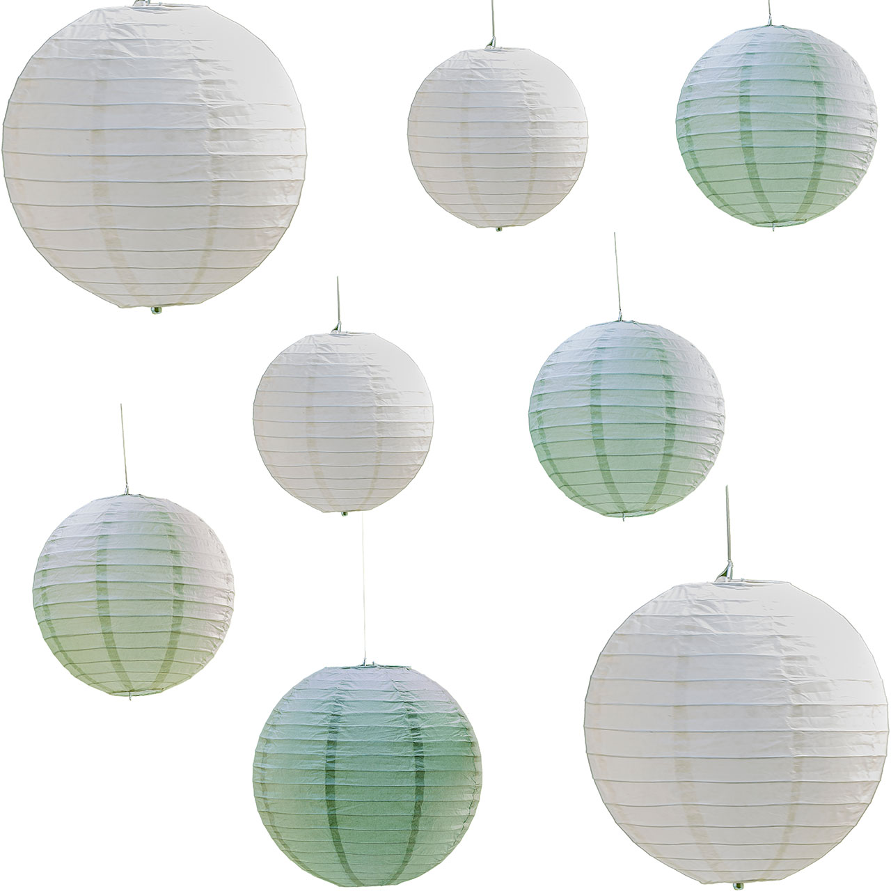 Lanterns - Sage Green & White 