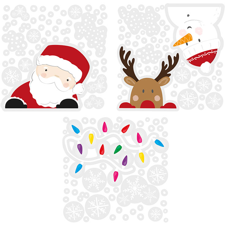 Santa & Reindeer Christmas Window Stickers
