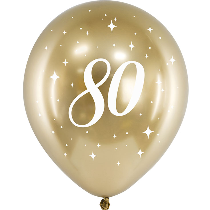 5 Gold "80" Balloons