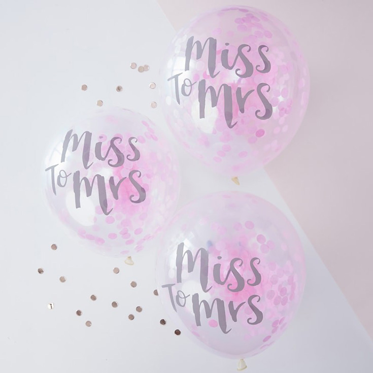 5 Miss to Mrs Confetti Balloons