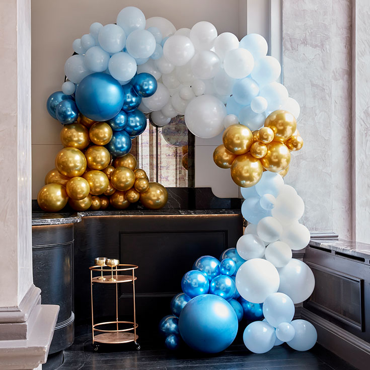 Luxe Ballongirlanden Set Blau & Gold