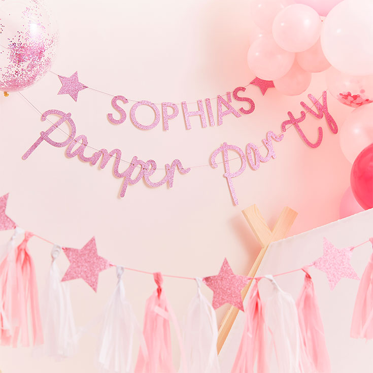 Pink Personalised Pamper Party Banner