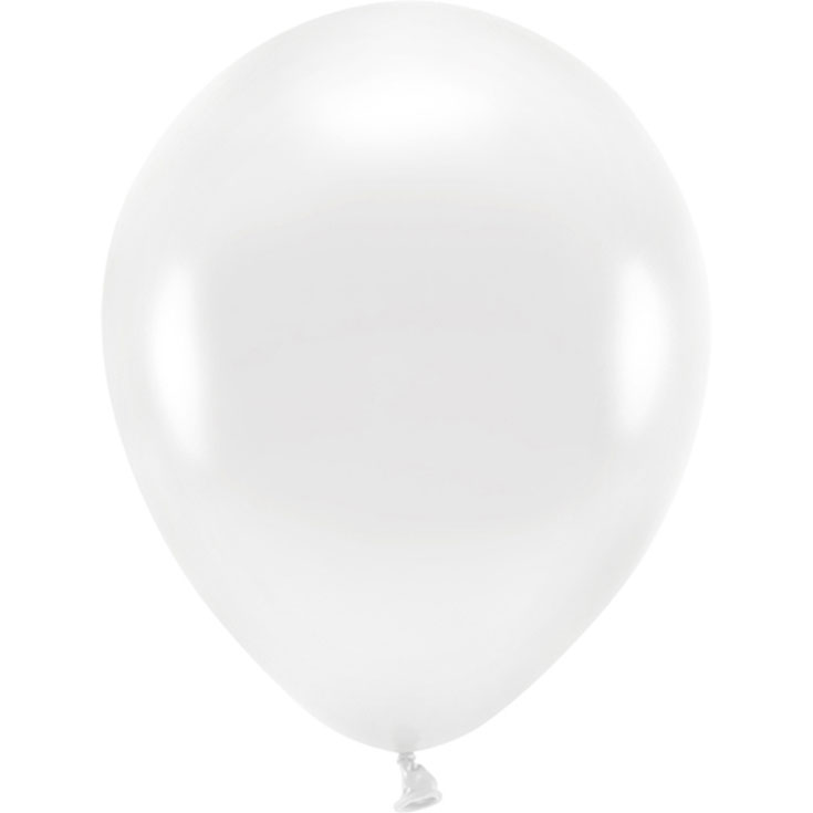 10 Metallic White Balloons