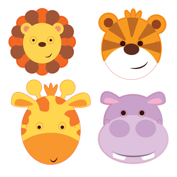 8 Jungle Animals Masks
