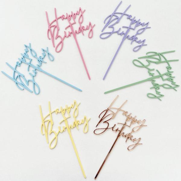 Cake Topper - Lilac Acrylic "Happy Birthday"