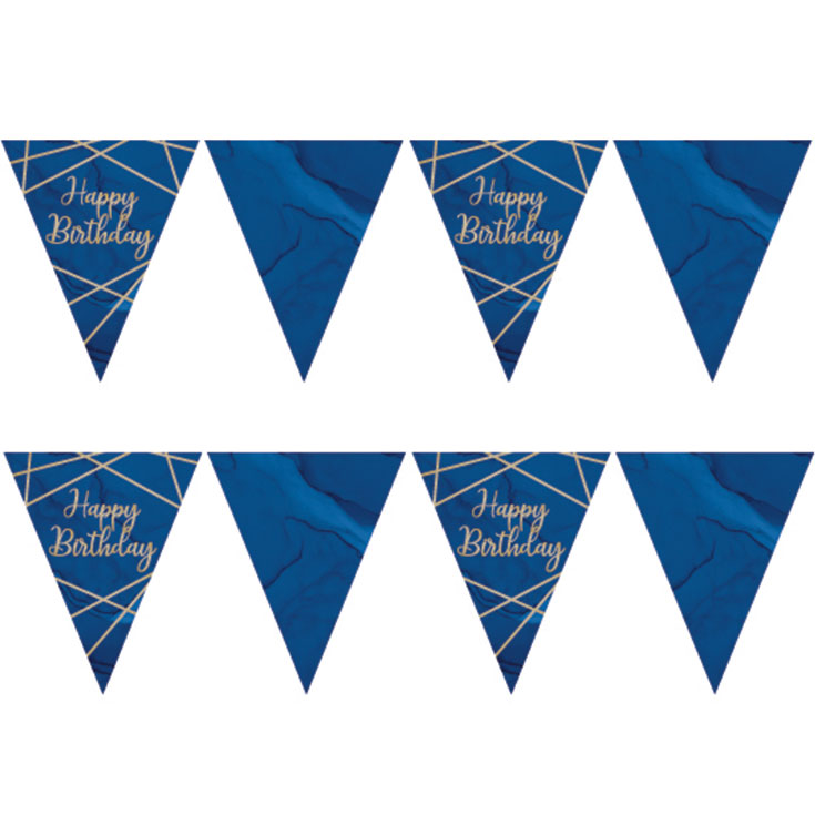Blue & Gold "Happy Birthday" Flag Banner