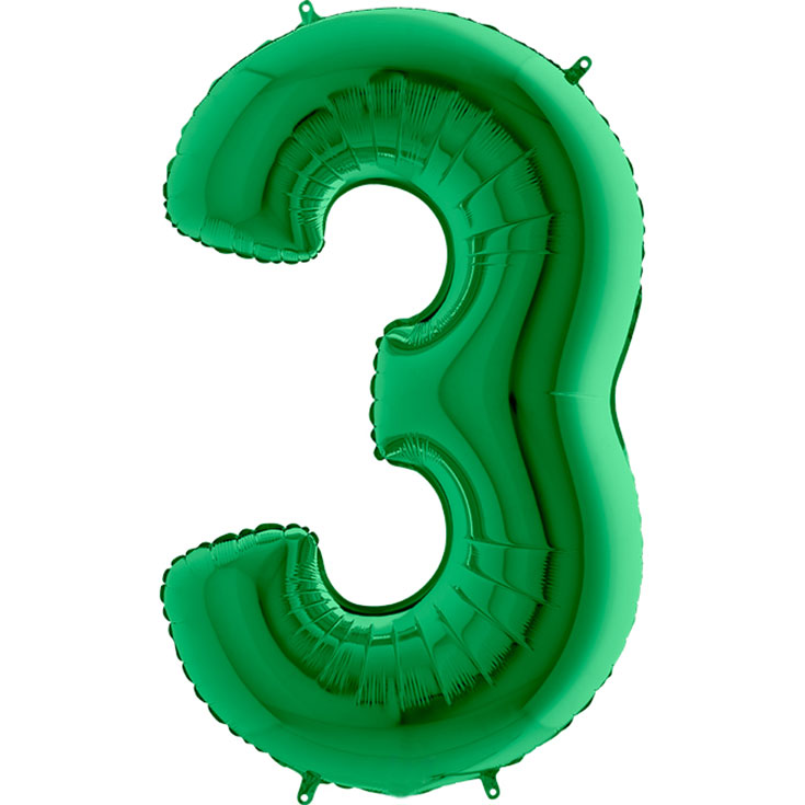 Zahlen-Folienballon 3 - Grün - 100 cm