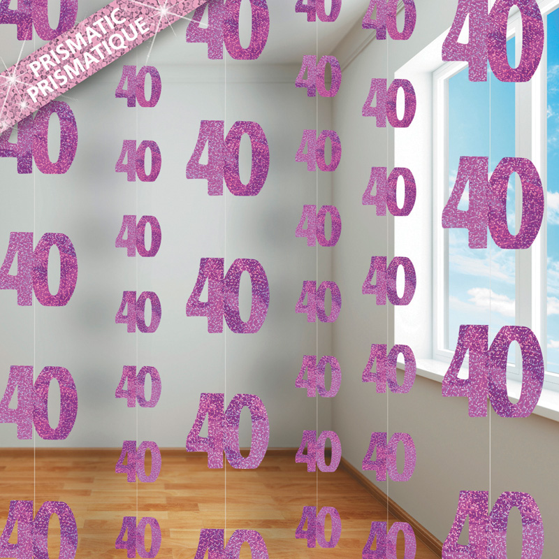 Hängegirlanden - Pink Glitz -  40. Geburtstag