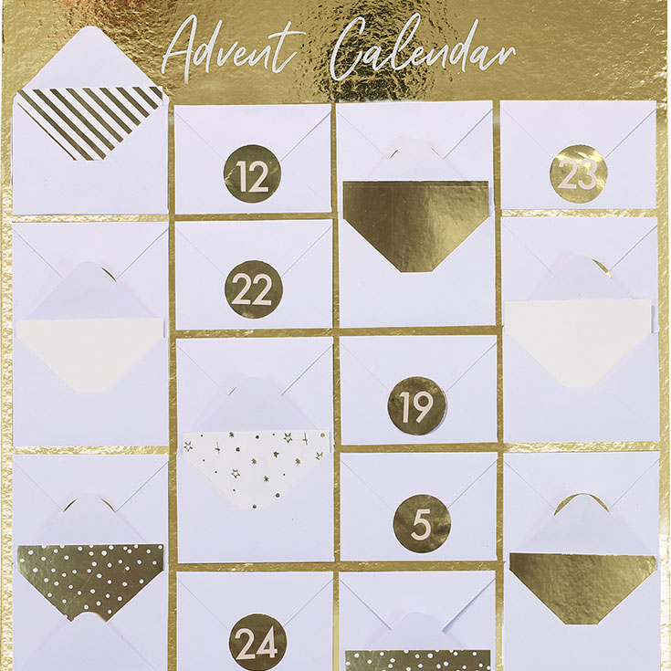 Goldener Adventkalender mit Kuverts 