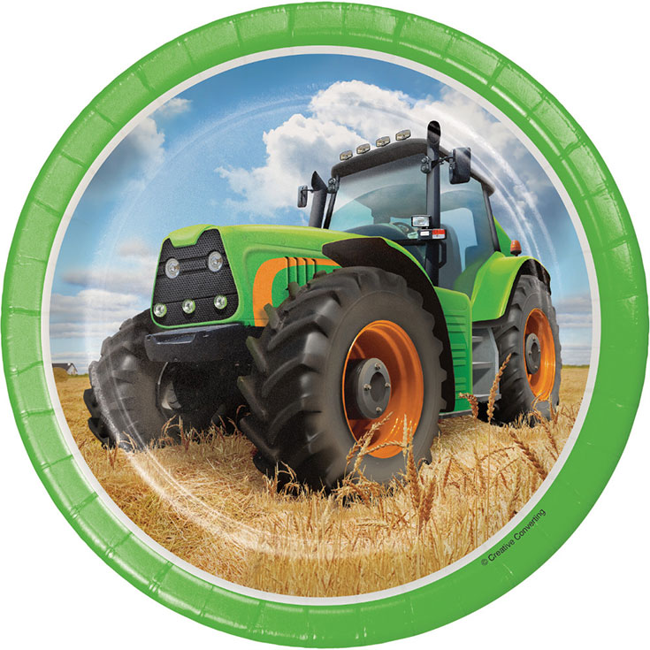 8 Tractor Party Plates 