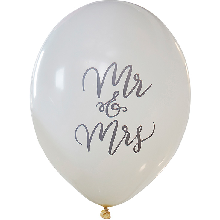 10 "Mr & Mrs" Balloons