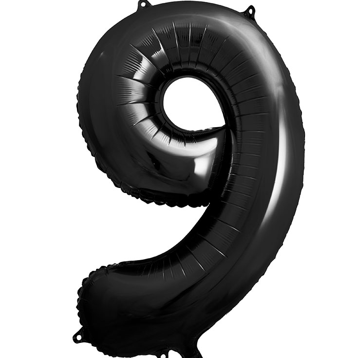 Schwarzer Zahlenballon 9 - 86cm