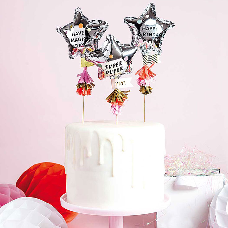 Let's Party Foil Balloon Stars Cake Topper