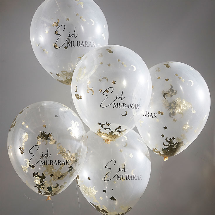 5 Eid Mubarak Confetti Balloons 