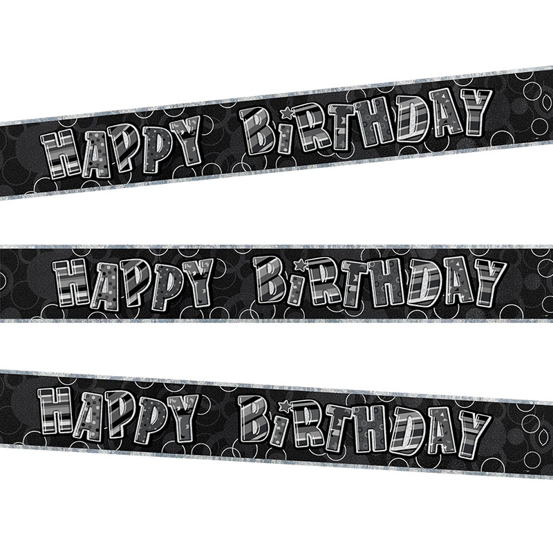 Black Glitz 'Happy Birthday' Banner 