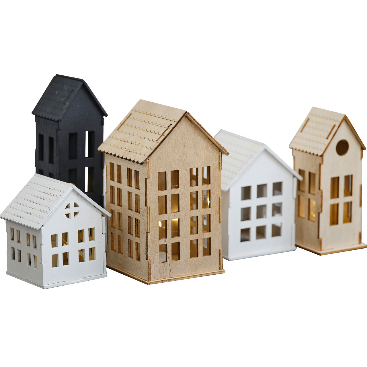 Light Up Decoration - Wooden Houses
