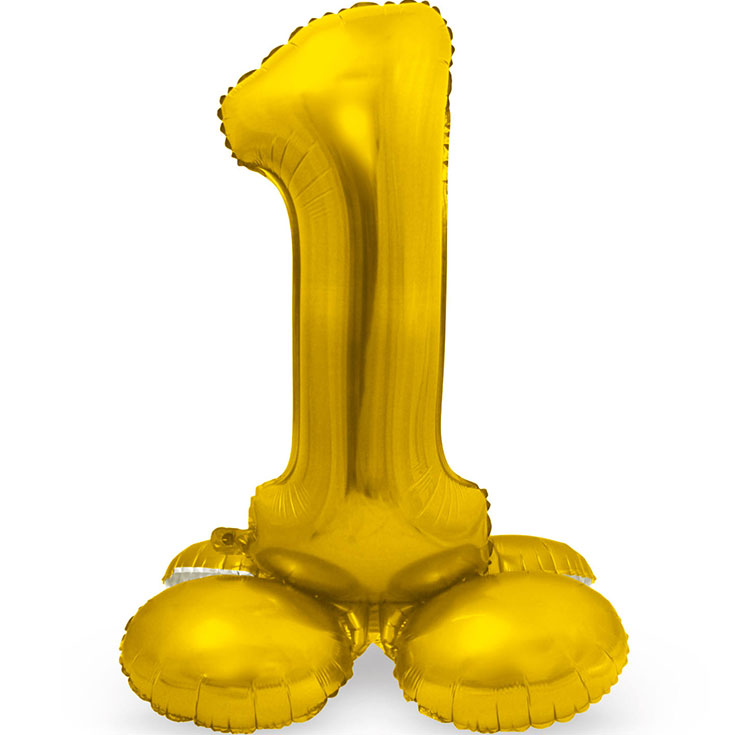 Zahlen-Folienballon 1 stehend - Gold - 72 cm
