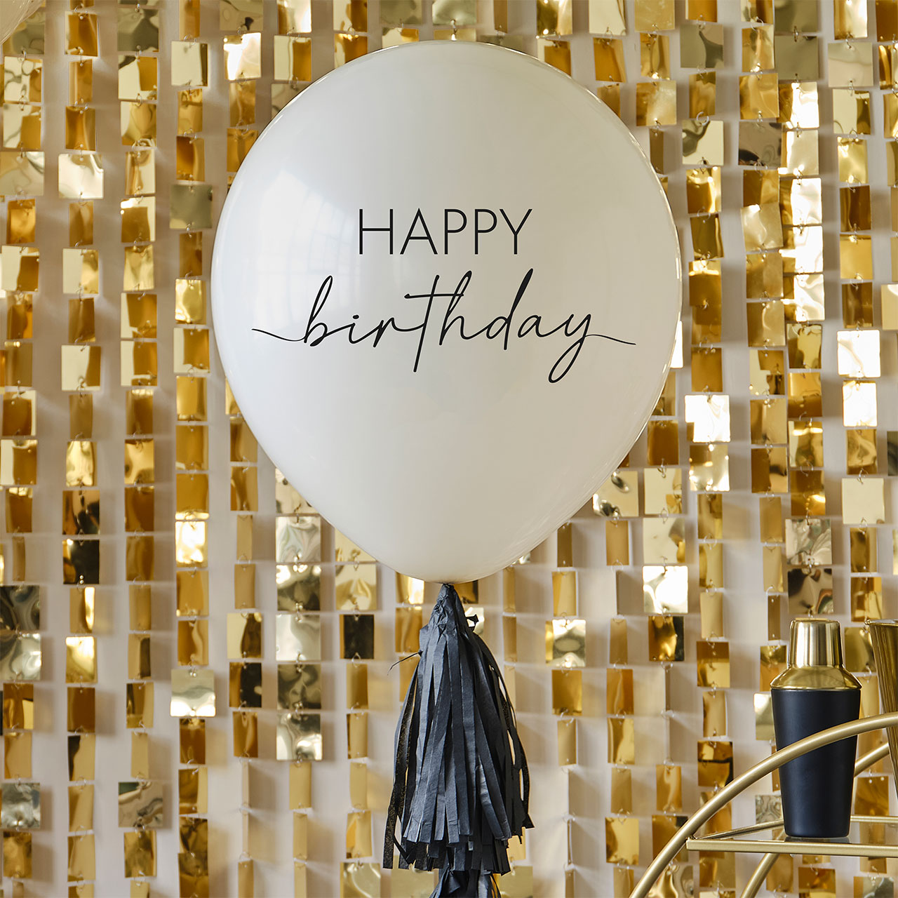 Latexballon mit Quaste - Happy Birthday 