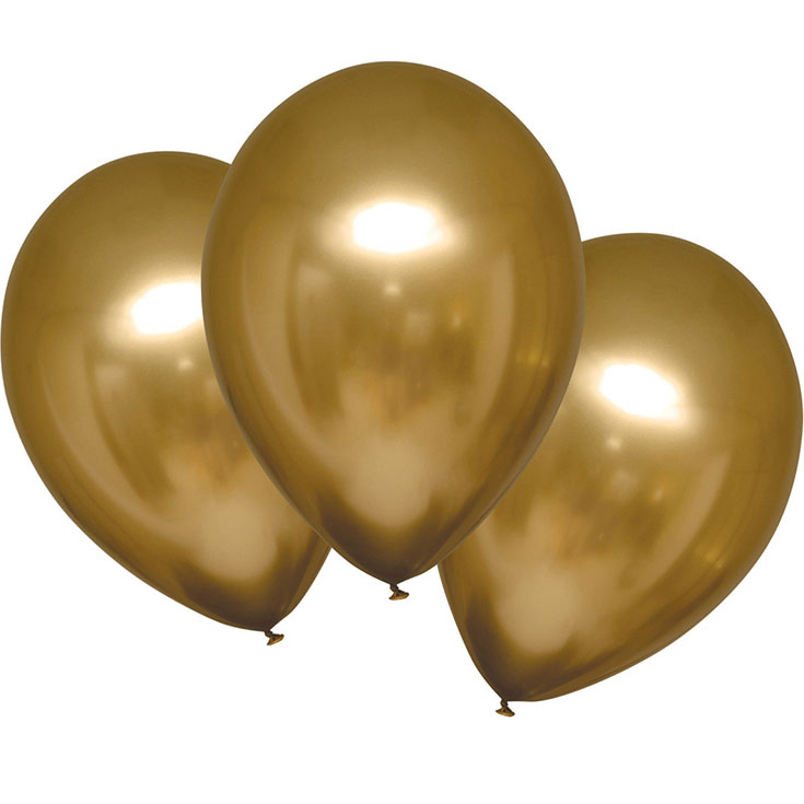 6 Gold Satin Latex Balloons
